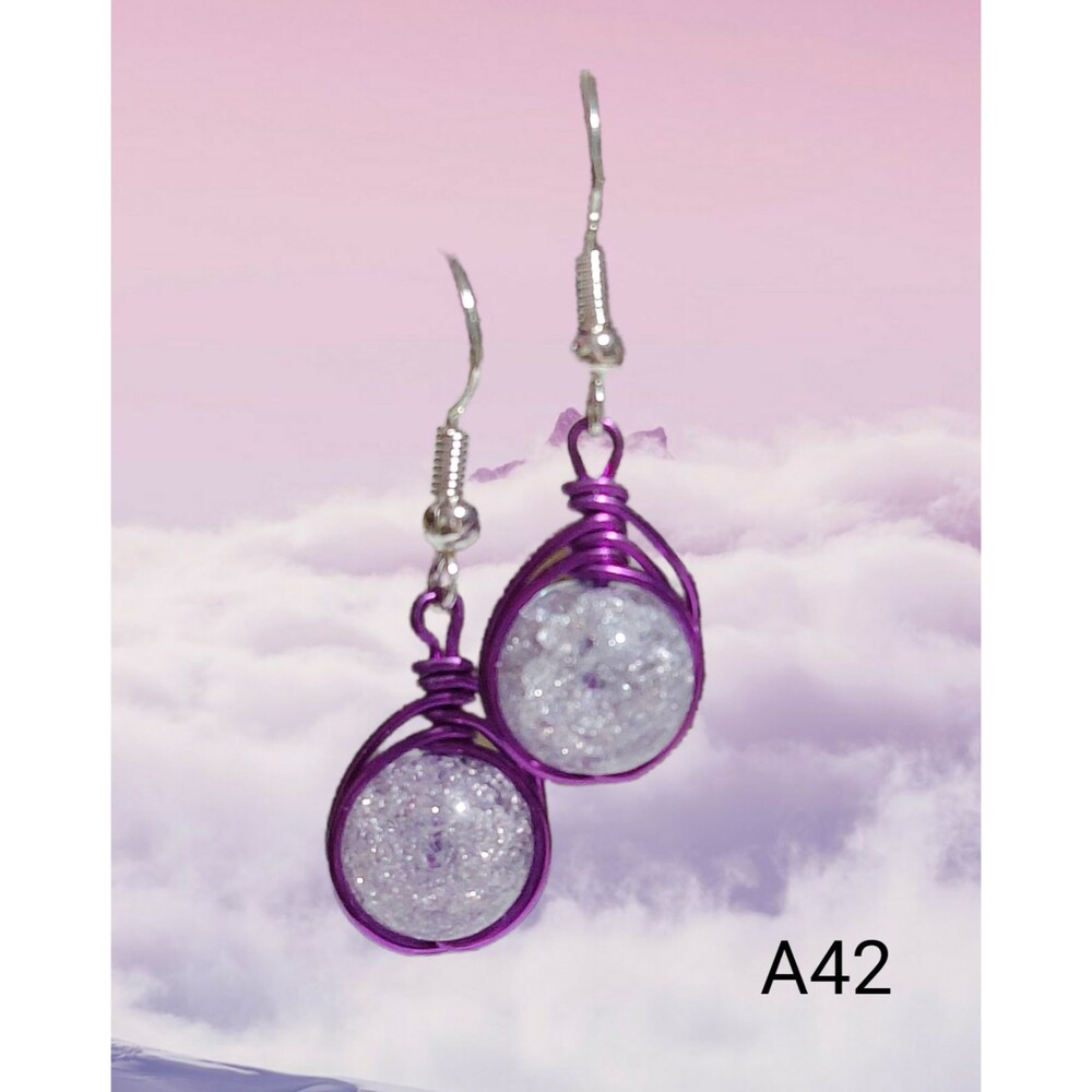 Purple Crinkle Crystal Earrings